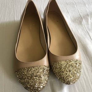 Kate Spade Flats- Nude with Gold Glitter Size 7.5